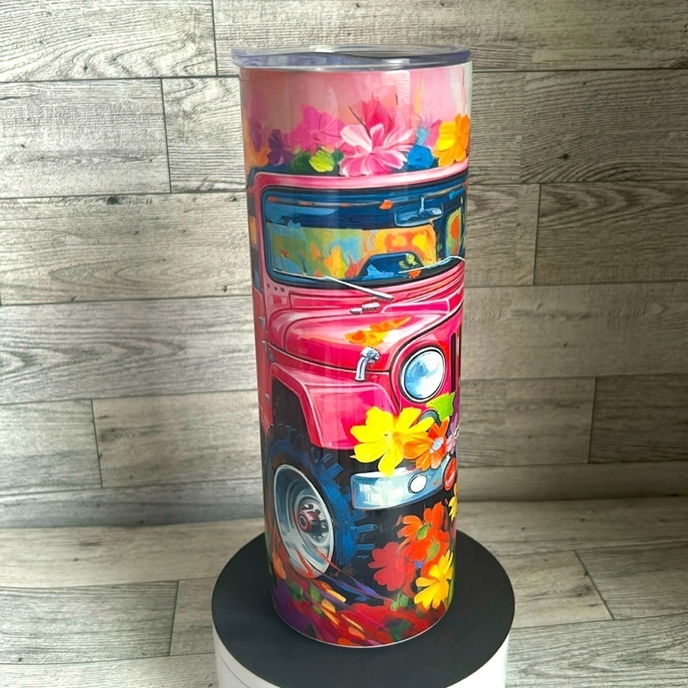 Floral Jeep 20oz Stainless Steel Tumbler